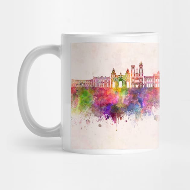 Cordoba AR skyline in watercolor background by PaulrommerArt